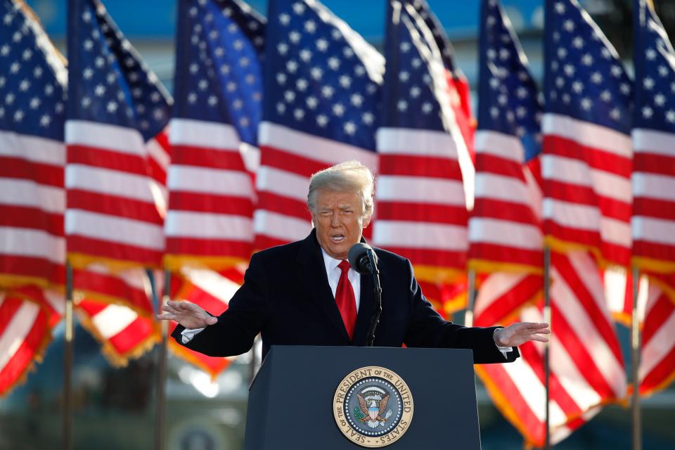 Donald Trump’s farewell address to his supporters in Maryland on 20 January 2021AP