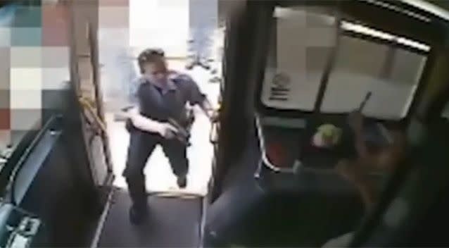 As the female officer approached the man, he lunged at her gun. Photo: YouTube