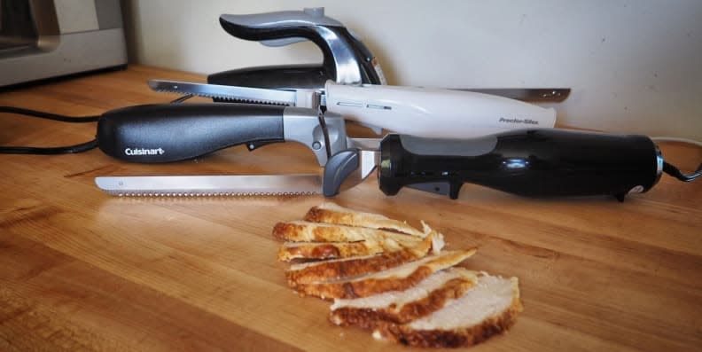 Electric knives and carving knives are absolutely necessary if you're preparing a turkey.