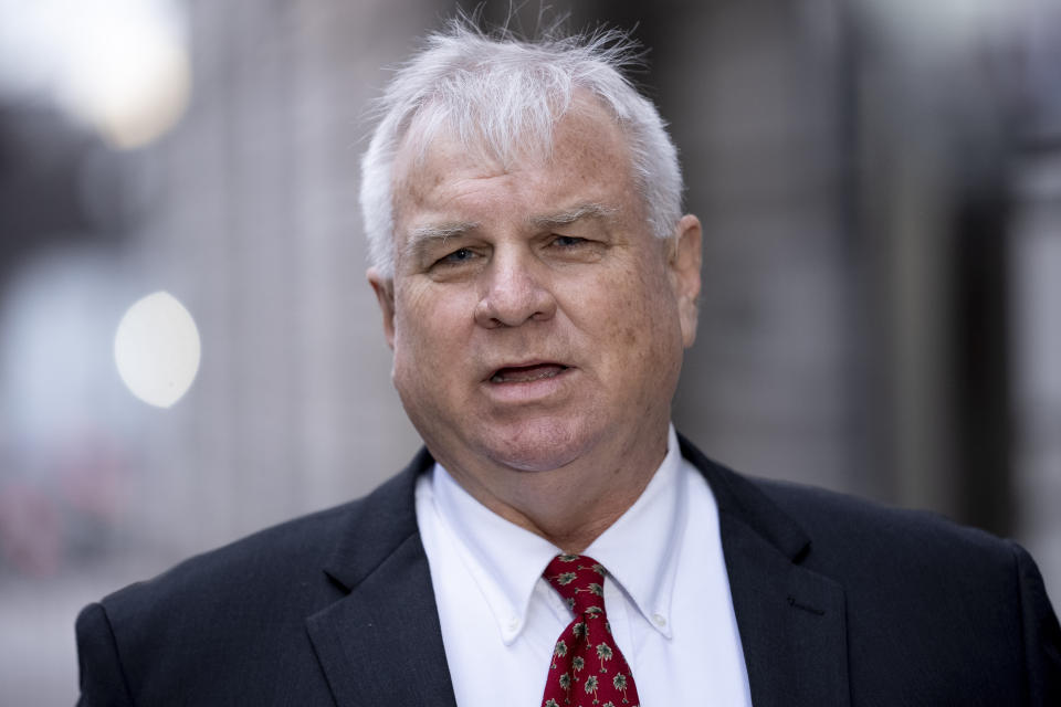 Attorney Bill Shipley representing Roberto Minuta of Prosper, Texas. speaks outside federal court in Washington, Monday, Jan. 23, 2023, after Minuta and three other members of the Oath Keepers have been convicted of seditious conspiracy in the Jan. 6, 2021 Capitol attack in the second major trial involving far-right extremists accused of plotting to forcibly keep President Donald Trump in power. (AP Photo/Andrew Harnik)