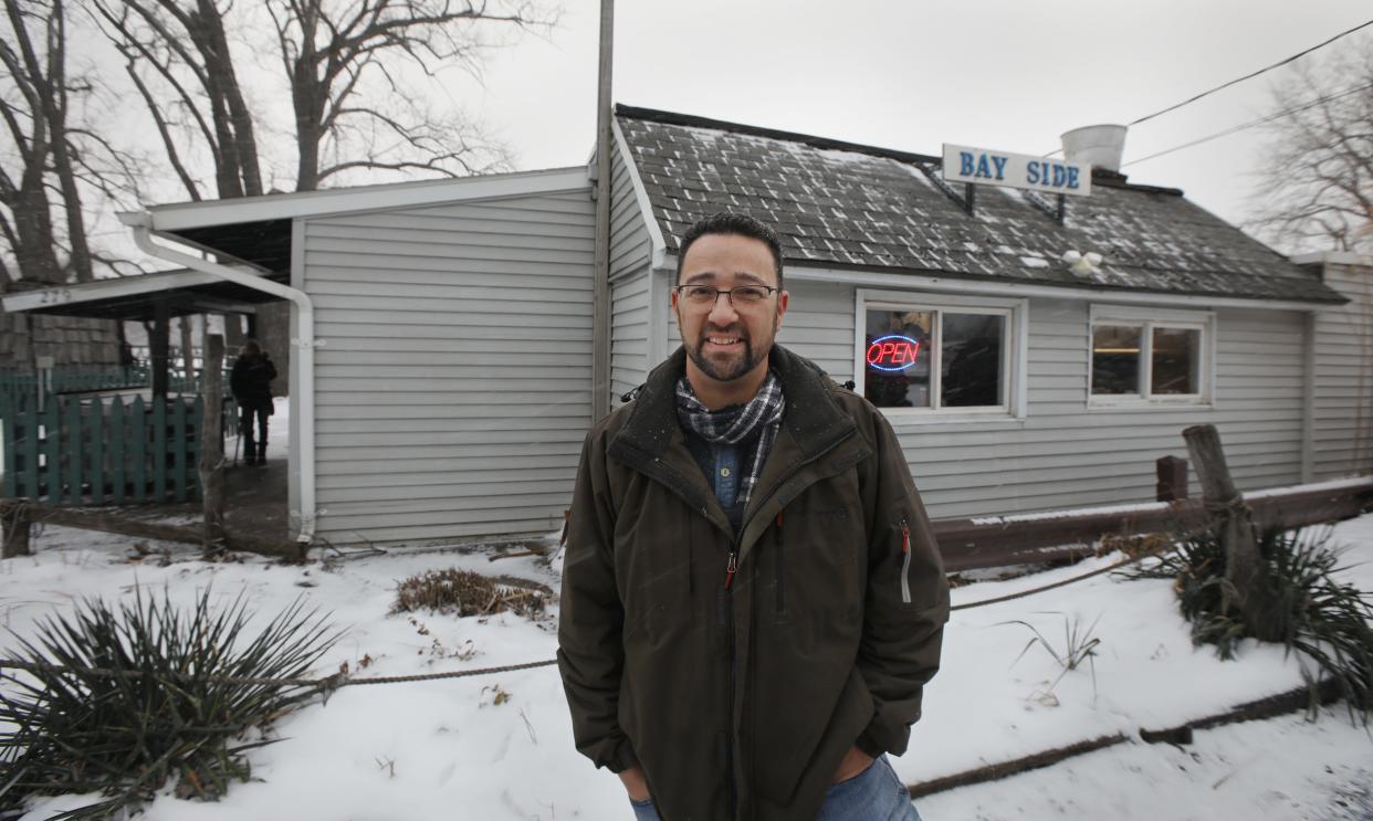 Owner Robert Buono outside the Bayside Pub on Lake Road, along the shore of Irondequoit Bay in Webster Friday, Jan. 7, 2022.