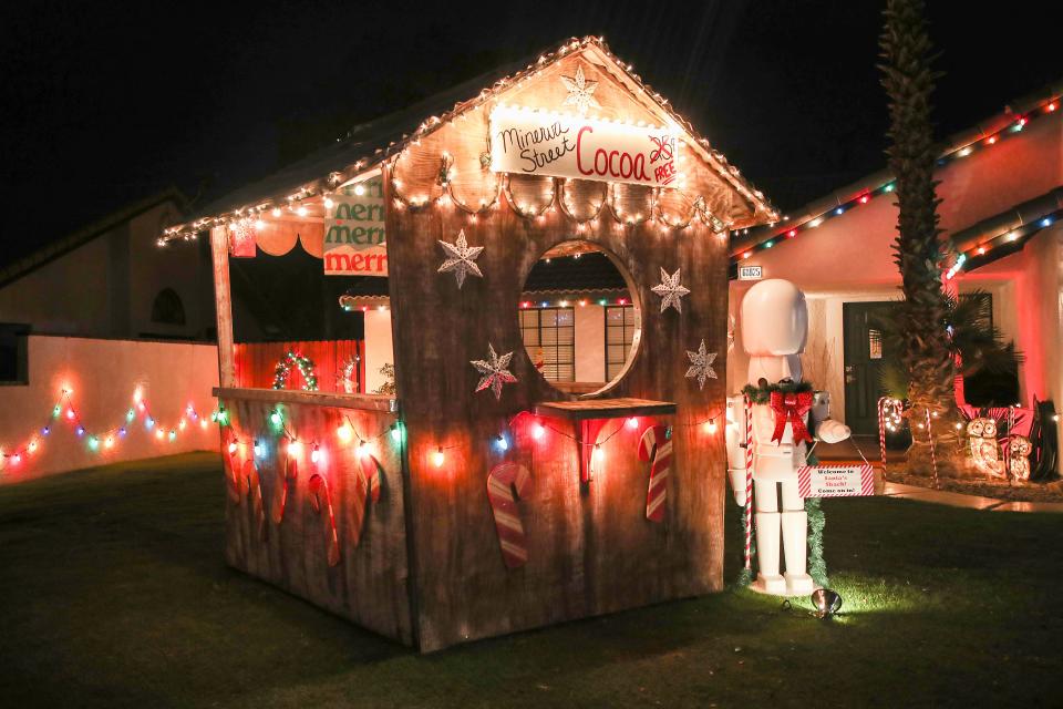 An elaborately decorated home on Minerva Road also known as Candy Cane Lane in Cathedral City, December 15, 2021.