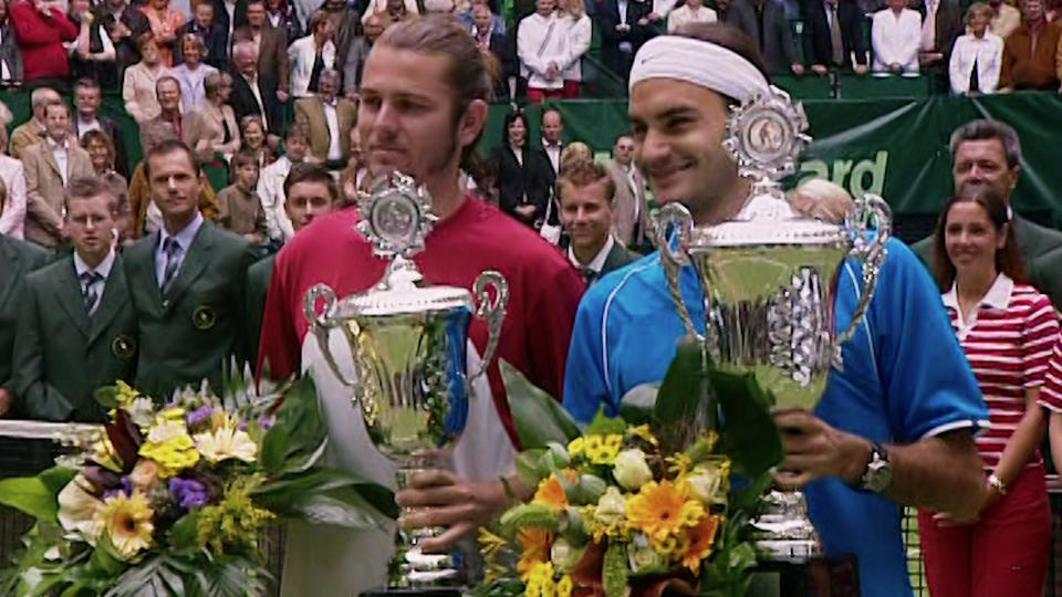 MARDY FISH and ROGER FEDERER in UNTOLD (Courtesy of Netflix)