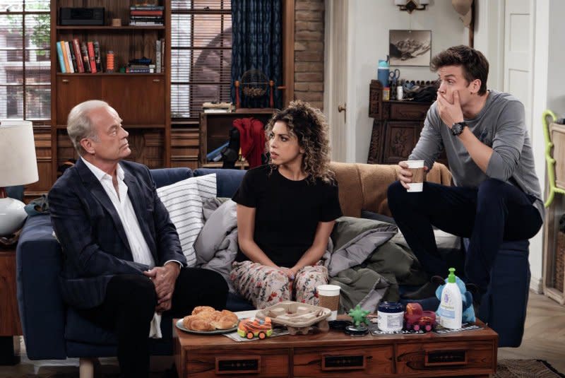 Left to right, Kelsey Grammer, Jess Salgueiro and Jack Cutmore-Scott star in "Frasier." Photo courtesy of Paramount+ and CBS Studios