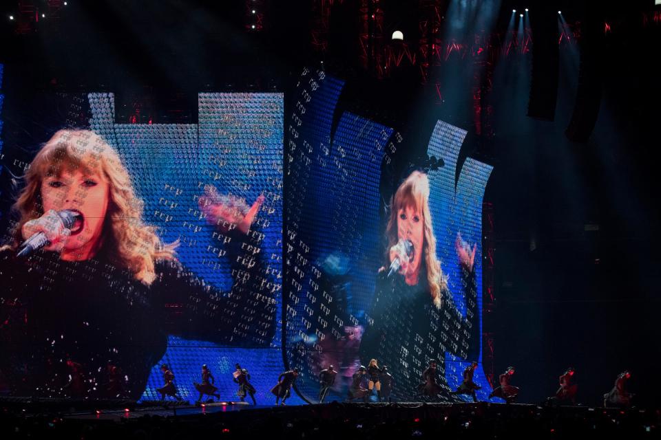 Taylor Swift performs during her Reputation Stadium Tour at Ford Field on Aug. 28, 2018 in Detroit.