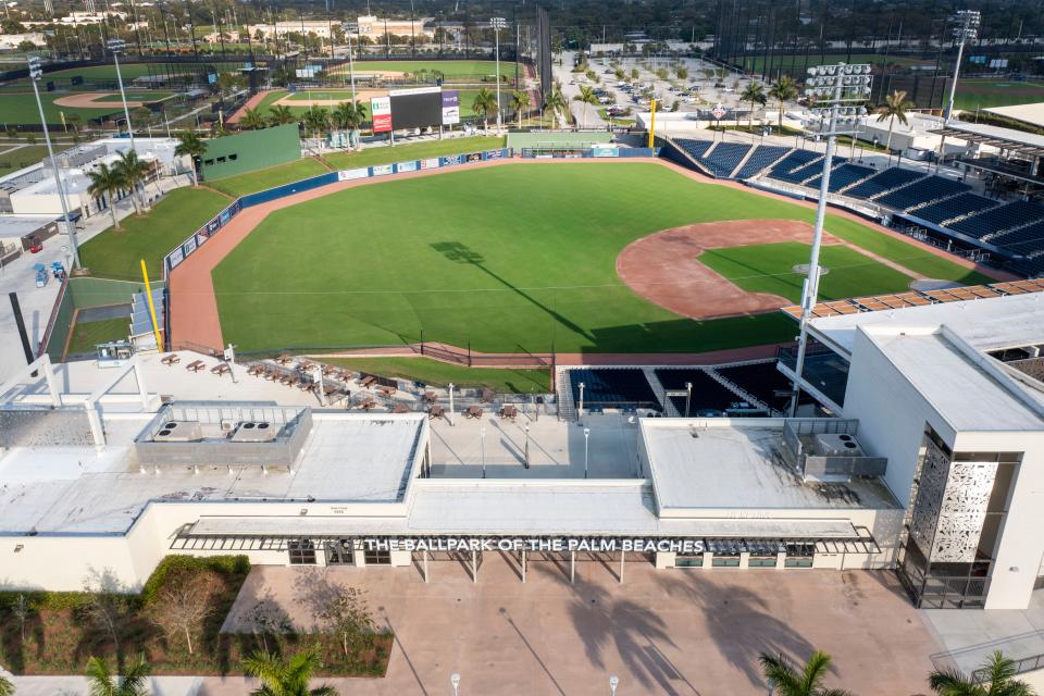 The Ballpark of the Palm Beaches sits empty with the MLB lockout continuing and spring training games canceled.