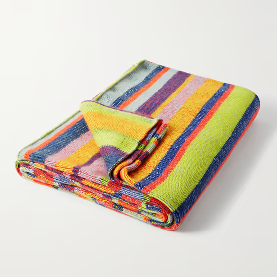 Elder Statesman Striped Cashmere Blanket