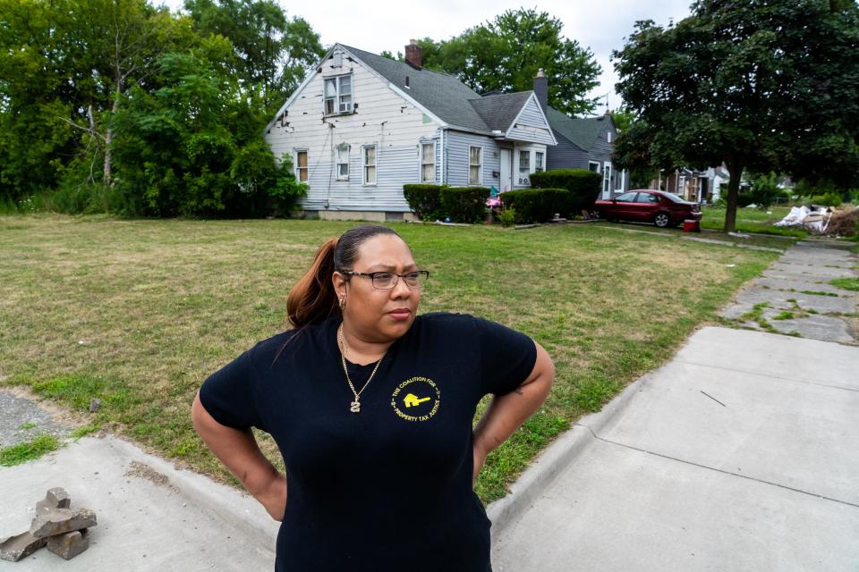 Sonja Bonnett, 42, of Detroit, was evicted in 2017 from the house she thought she had bought in 2011 on a land contract. In 2013, she got a note from the city of Detroit that she owed $5,000 in back taxes and that foreclosure proceedings would begin. She says she had no idea that the contract seller who held the deed had not been paying taxes. She is an advocate and activist for housing justice.