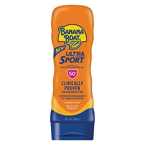 <p><strong>Banana Boat</strong></p><p>amazon.com</p><p><strong>$6.99</strong></p><p><a href="https://www.amazon.com/dp/B0033ZL5YY?tag=syn-yahoo-20&ascsubtag=%5Bartid%7C10055.g.26310913%5Bsrc%7Cyahoo-us" rel="nofollow noopener" target="_blank" data-ylk="slk:Shop Now;elm:context_link;itc:0;sec:content-canvas" class="link ">Shop Now</a></p><p>At just $7 for an 8-ounce bottle, this sunscreen is super affordable. You can even use it on your face in a pinch, too— 100% of testers who applied it to their face said they didn't experience irritation around their eyes. It absorbs quickly and it won't leave behind white residue on your skin or rub off on clothing, either. Testers also <strong>loved its creamy formula, so it ranked the highest for texture</strong>. Plus, the bottle itself makes it easy to apply. "The way the bottle is shaped allowed for wet hands to hold it without it slipping," wrote one tester.</p>