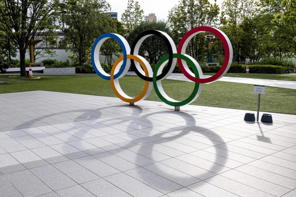 Olympic rings outside the National Stadium