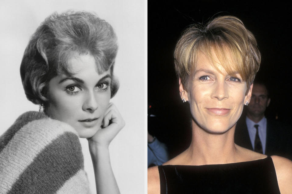 Side-by-side of FaceApp morph and Jamie Lee Curtis