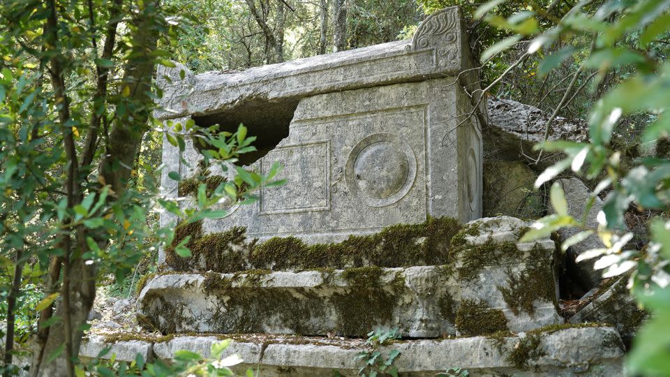 Termessos' necropolis street is filled with sarcophagi, all looted by tomb raiders. - Barry Neild/CNN