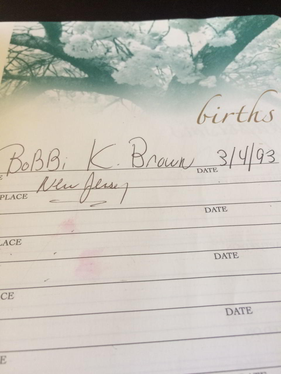 A note inside Houston’s Bible mentions the birth of her only daughter. (Photo: Moments in Time)