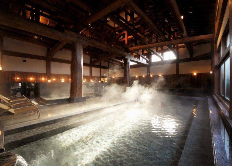 The truly Japanese-style natural hot spring of Fujiyama Onsen replicates "Machiya style"