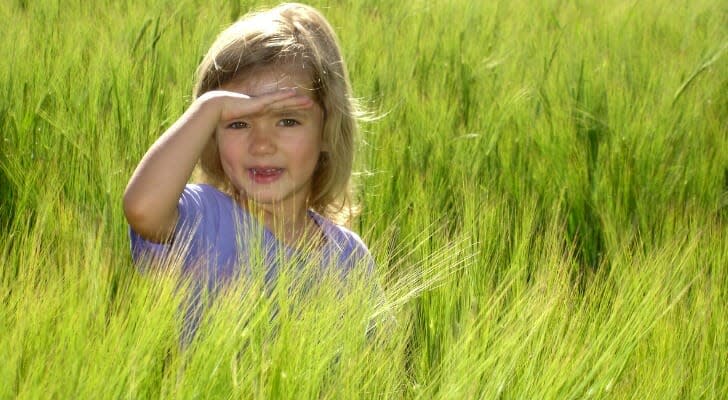 Young girl in a field in Idaho