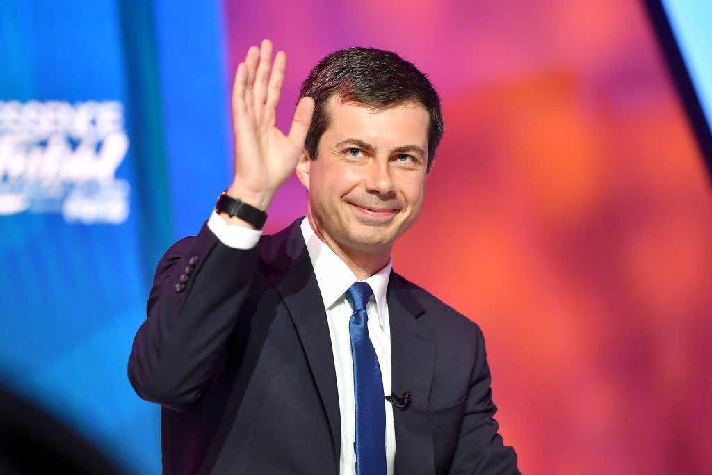 Pete Buttigieg addresses controversial comedy, including jokes about transgender people, which some say go too far. (Photo: Paras Griffin/Getty Images for Essence)