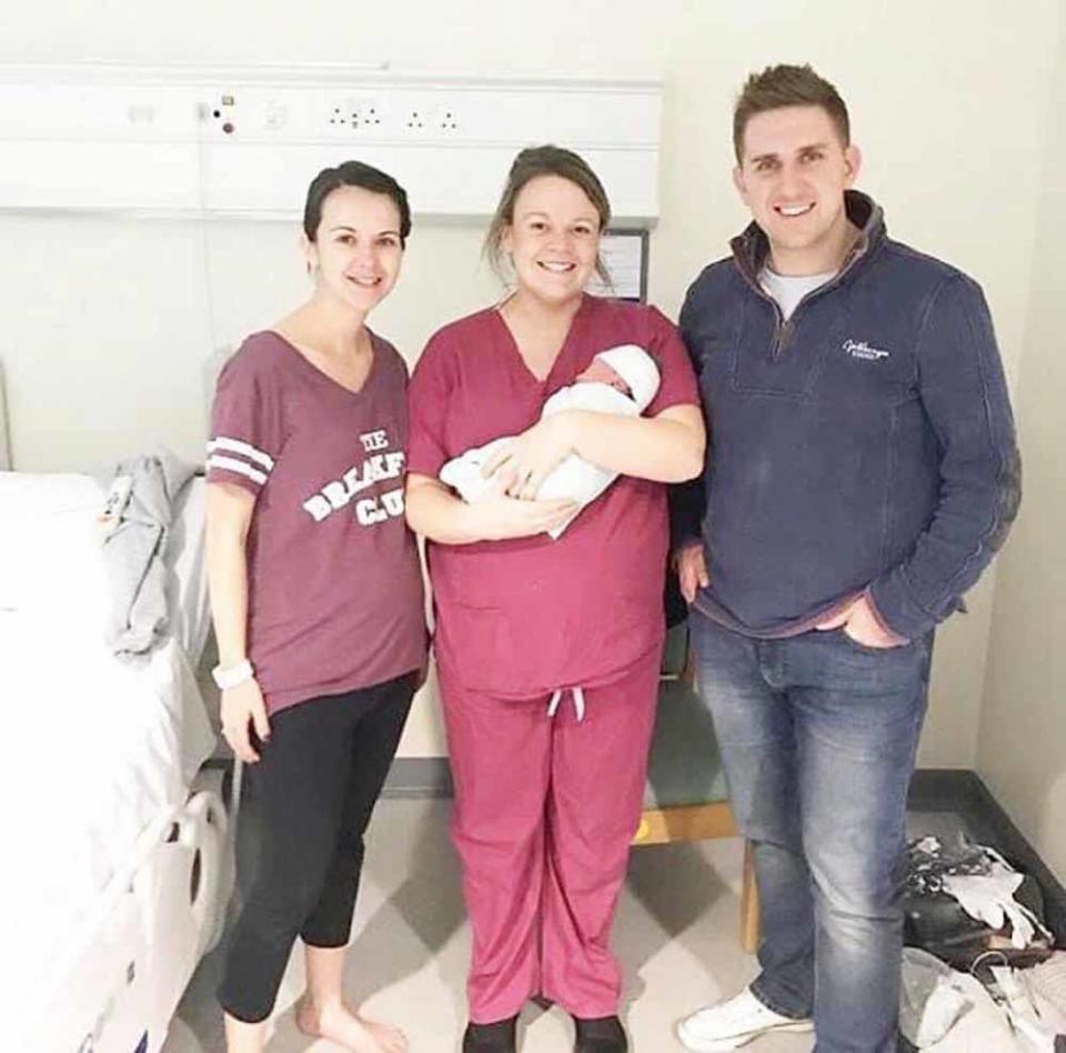 Beth pictured here with Sarah, who took one of the courses before Beth happened to be on shift during her labour to deliver her baby. (Collect/PA Real Life)