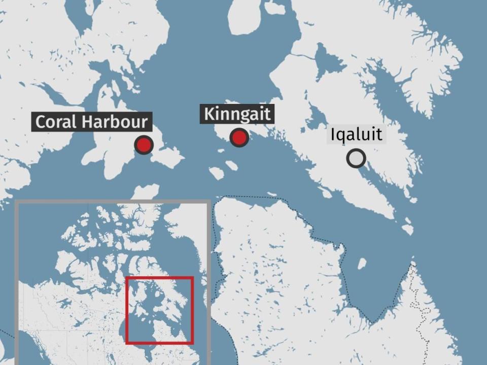 Public health measures in Kinngait, Nunavut, are being eased now that it's been more than two weeks since the last case of COVID-19 in the community has recovered. There are eight active cases in the territory, all of them in Coral Harbour. (CBC - image credit)