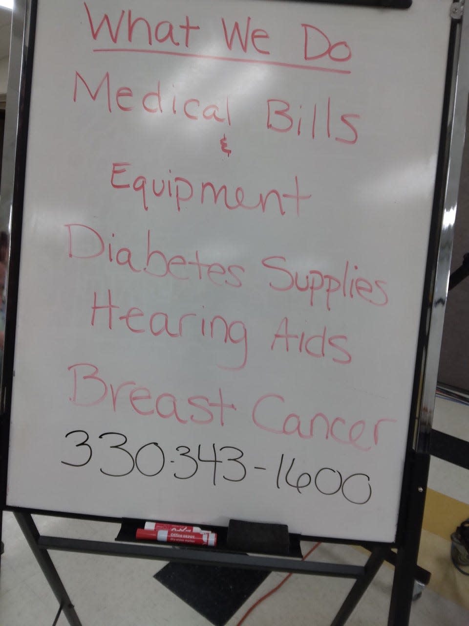 A cue card posted at the 50th annual Rainbow Connection Telethon lists some of the uses of the health charity's funds.