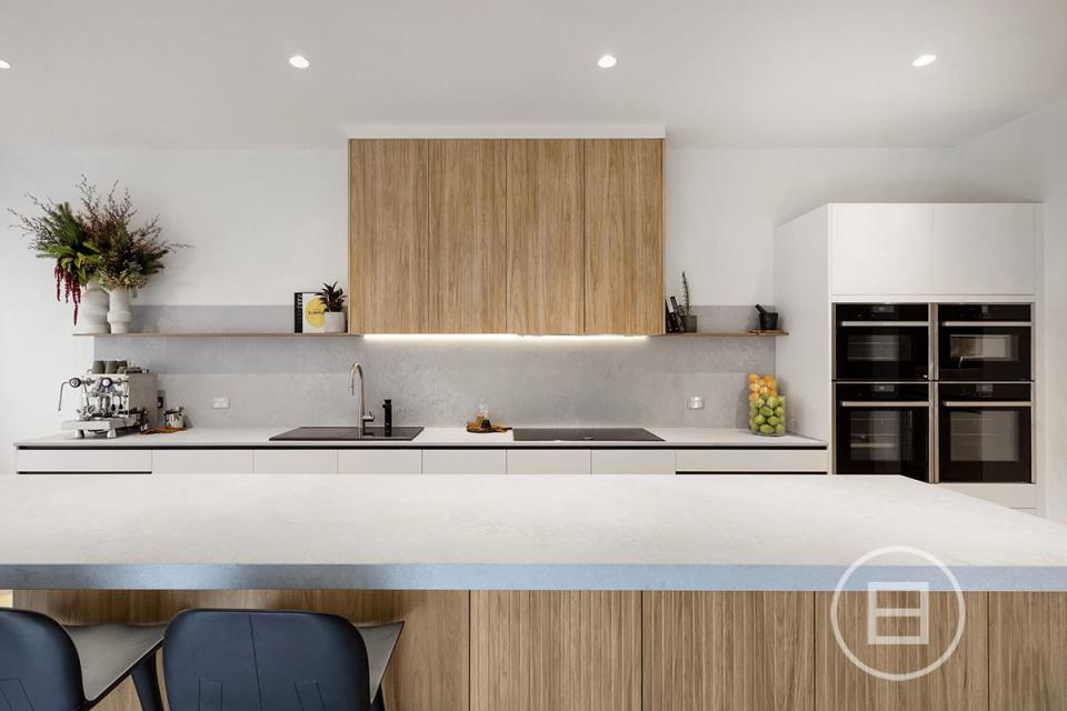 Harry and Tash's kitchen on The Block. Photo: Domain