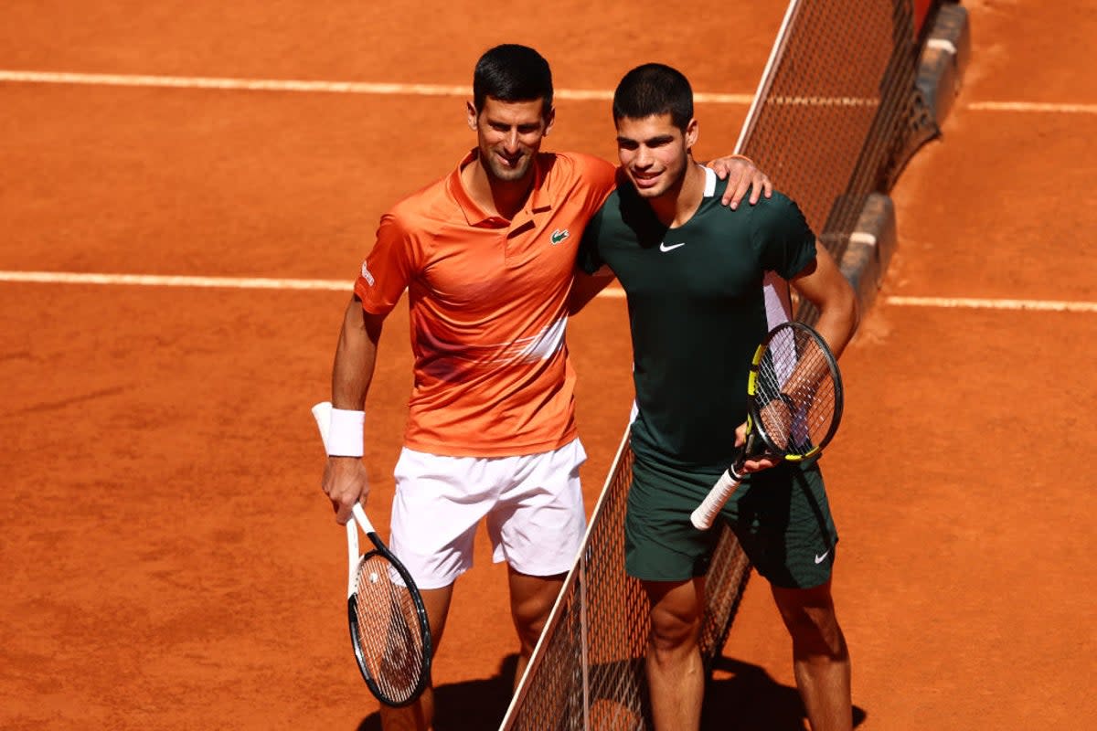 Novak Djokovic and Carlos Alcaraz are yet to meet at a grand slam  (Getty Images)