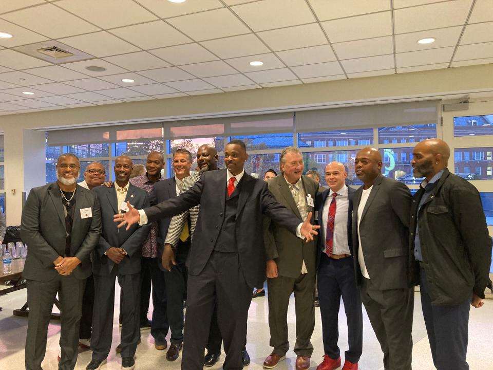 Corie Blount was the man of the hour as some of his former teammates and ex-UC coach Bob Huggins joined him for his induction into the James P. Kelly Athletic Hall of Fame Friday, Nov. 3.