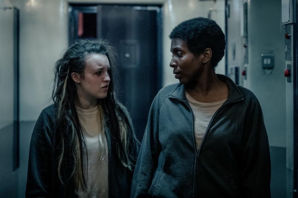 Bella Ramsey (left) and Tamara Lawrance as Kelsey and Abi in “Time.” BBC Studios/BBC. Photographer: Sally Mais