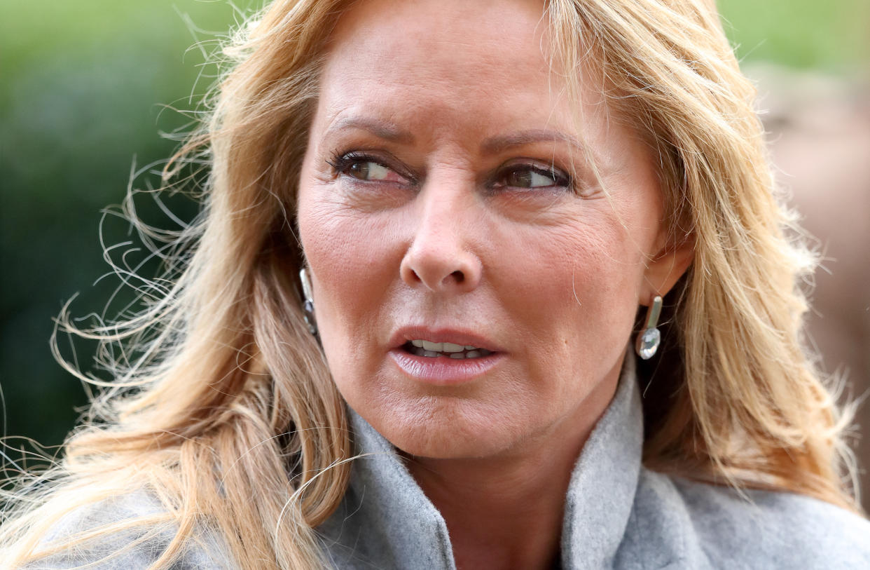 Carol Vorderman attends the QIPCO British Champions Day at Ascot Racecourse on October 21, 2017 in Ascot, England. (Photo by Max Mumby/Indigo/Getty Images)