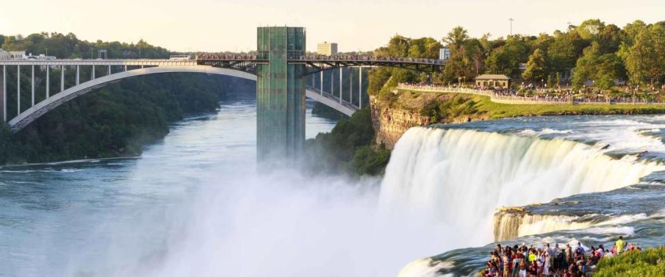 Panoramic view of the famous Niagara Falls in New York, USA on a sunny summer day.