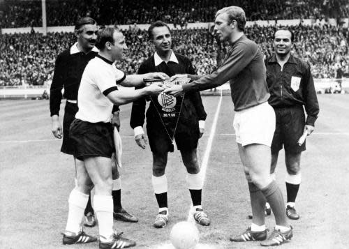 Bobby Moore and Uwe Seeler