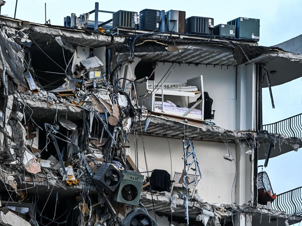 Interior shot of the destruction of the Champlain condo in Florida.