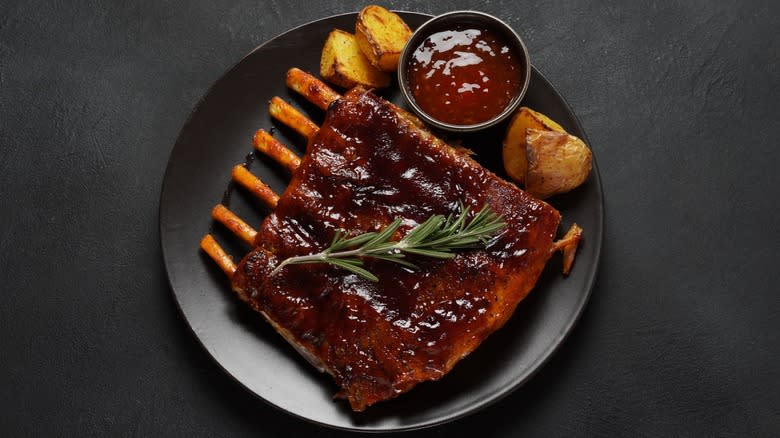 pork bbq ribs with potatoes