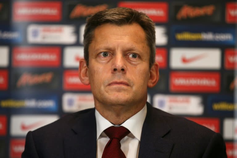 CEO of the English Football Association (FA) Martin Glenn (seen here) will decide whether England manager Sam Allardyce clings to his job as England manager after the newspaper sting