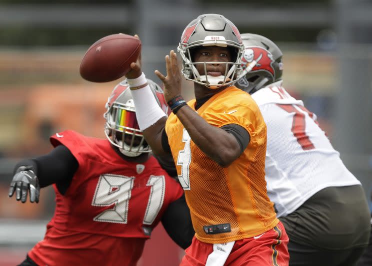 Jameis Winston gets loose. (AP)