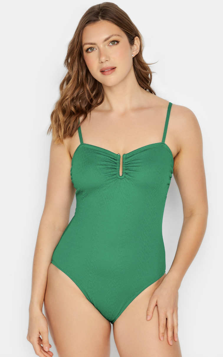 Long Tall Sally Dark Green Textured Swimsuit