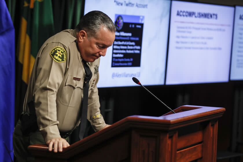 Los Angeles, CA, Tuesday, November 15, 2022 - LA County Sheriff Alex Villanueva details his accomplishments during a press conference at the Hall of Justice where he conceded the election to Robert Luna. (Robert Gauthier/Los Angeles Times)