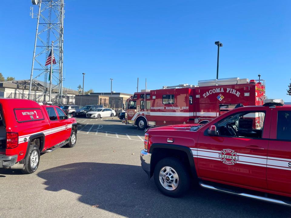 White powder found at the Pierce County Elections Center caused a hazmat response from the Tacoma Fire Department.