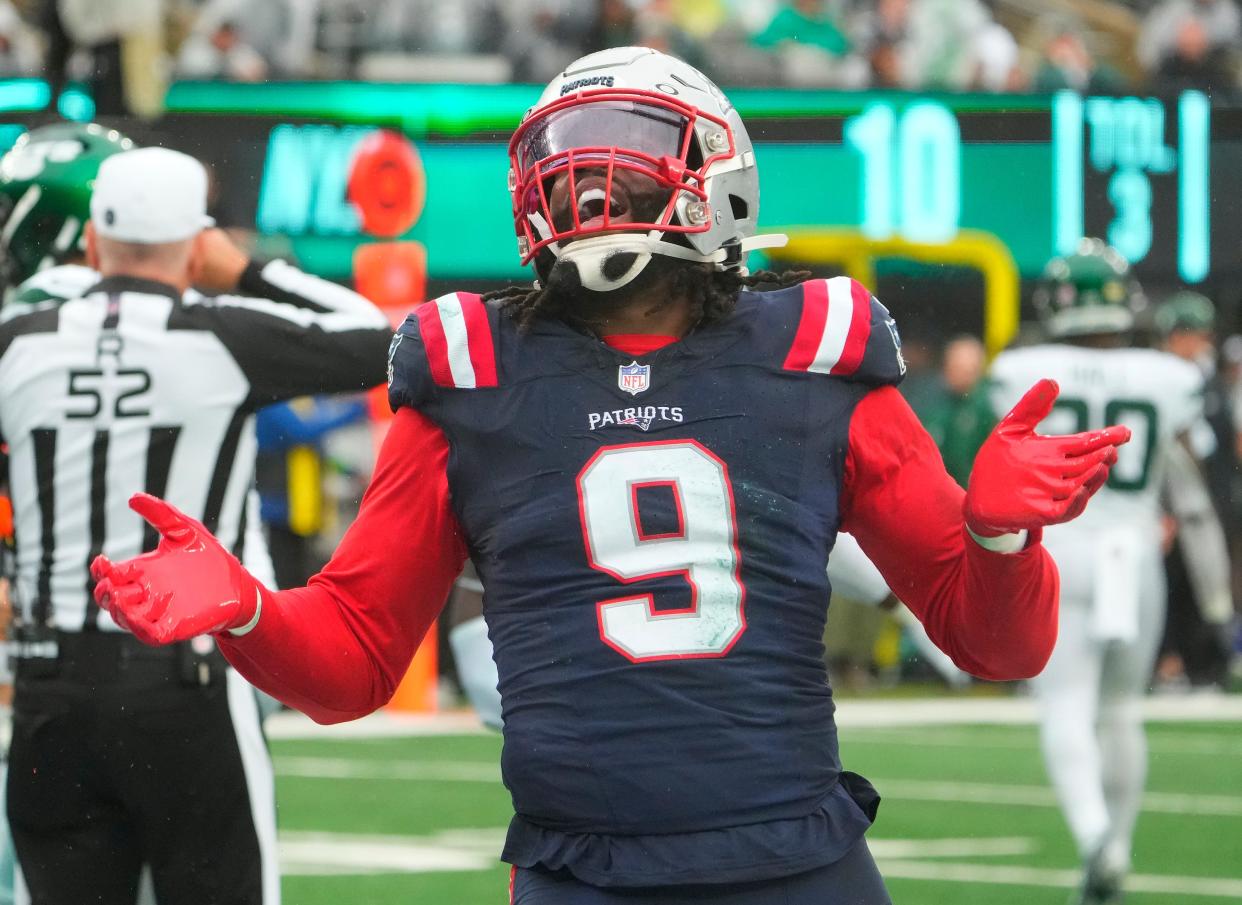 Patriots linebacker Matthew Judon has one year left on his current contract. Whether he shows up for training camp this week will be one of several things worth watching. Robert Deutsch/USA TODAY Sports