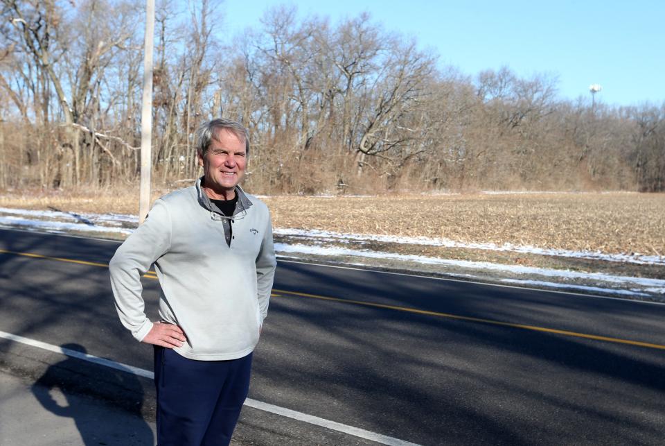 From his home on Anderson Road in Granger, John Sill looks out March 15, 2023, on land that St. Joseph County officials want to develop as a county park. Sill opposes a highway garage that the county also wants to build on the park land at the corner of Beech Road.