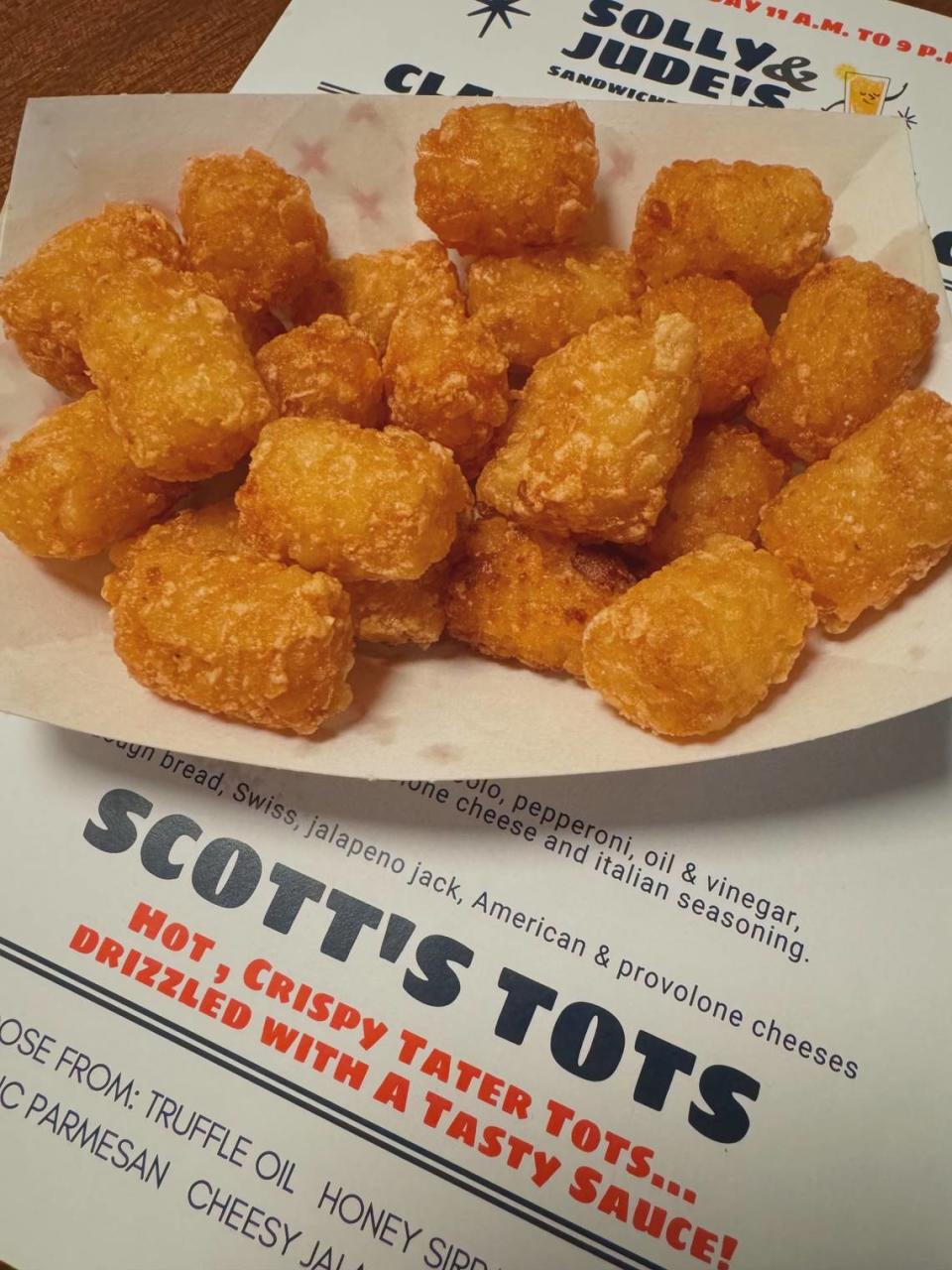 Solly & Jude’s in Wichita serves crispy tater tots dubbed “Scott’s Tots.”