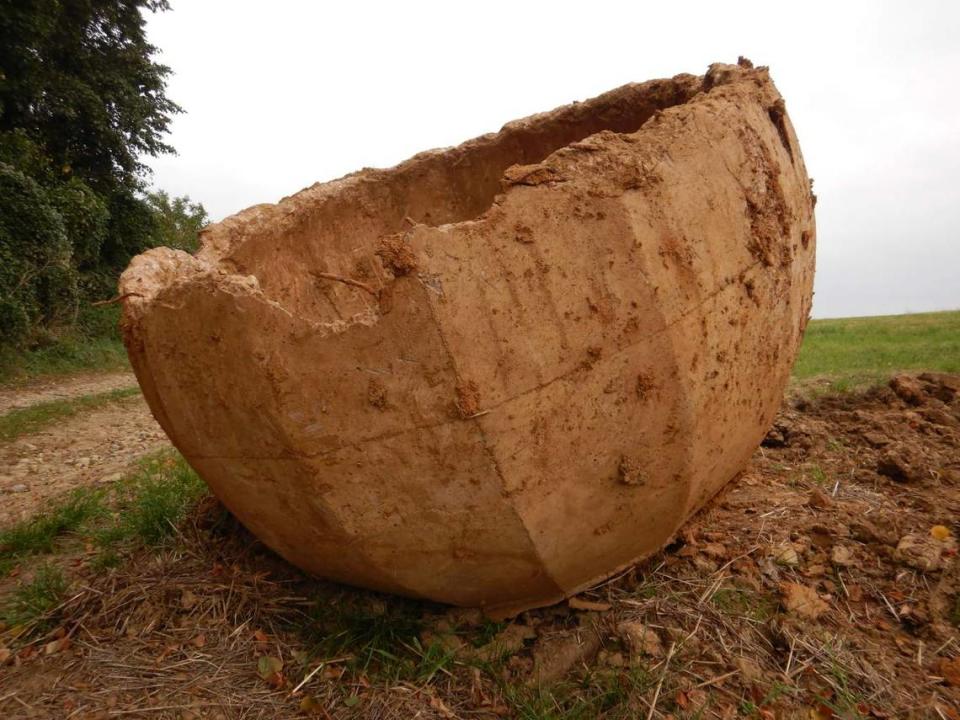 The World War II machine gun nest after being fully excavated.