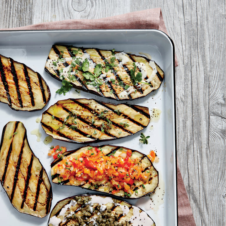 Grilled Eggplant Planks with Creole Salsa