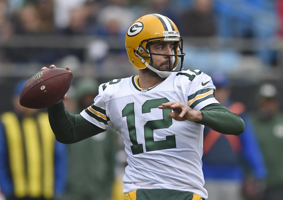 Green Bay Packers' Aaron Rodgers returned Sunday from a broken collarbone. (AP)