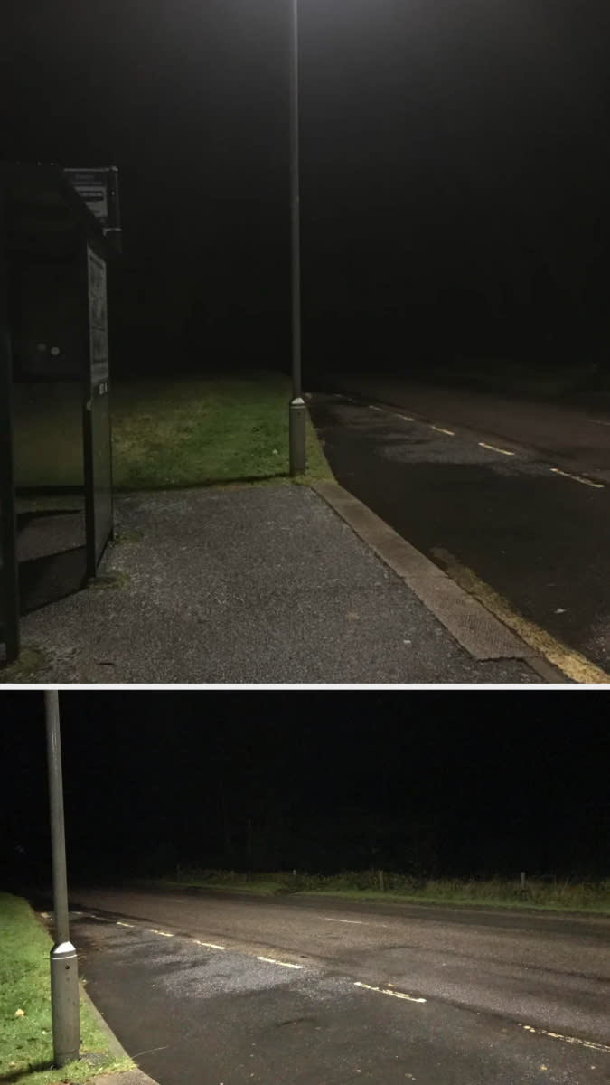 a dark bus stop