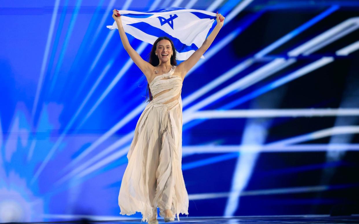 Eden Golan is presented before the dress rehearsal for the Eurovision final on Saturday