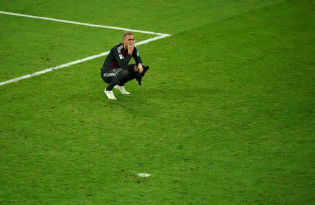 FILE PHOTO: World Cup - Group F - Germany vs Sweden - Fisht Stadium, Sochi, Russia - June 23, 2018 Sweden's Robin Olsen looks dejected after the match REUTERS/Hannah McKay/File Photo