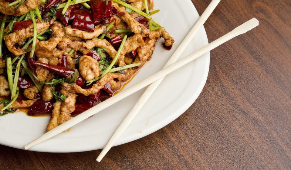 The spicy pork with cilantro at N.E. Chinese Restaurant.