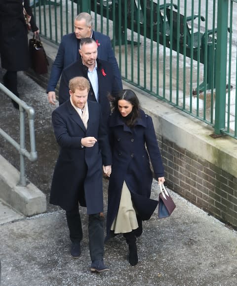 Prince Harry and Meghan Markle arrive at Nottingham train station