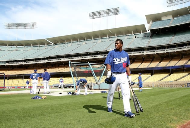 Yasiel Puig was late on Wednesday  because he had to take his