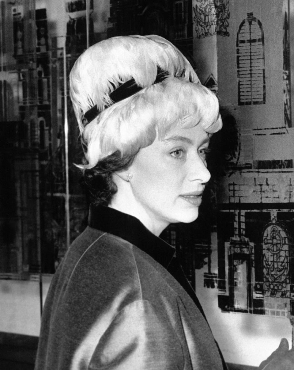 <p>Princess Margaret wears an extravagant hat in 1963.</p>